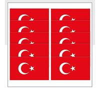 Turkey Flag Laptop Stickers Pack of 10 (25 x 15mm) Waterproof TR Flag Labels for Helmet iPad Fridge Packwith® #P1016
