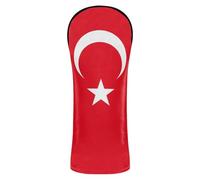 Turkey Flag Turkish Red Golf Club Head Cover Set Premium Leather Waterproof Headcover with Number Tags for Driver, Woods and Hybrid