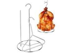 Turkey Fryer Stand, Turkey Rack and Lifting Hook Kit, Vertical Skewer Holder Base, Poultry Hanger Stainless Steel, for Frying Pot Grill BBQ