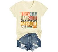 Turkey Gravy Beans and Rolls Let Me See That Casserole Shirt Turkey Gravy Beans and Rolls T-Shirt V-Neck Cream Yellow