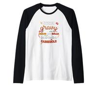 Turkey Gravy Beans Rolls Let Me See Casserole Thanksgiving Raglan Baseball Tee