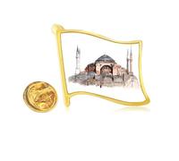 Turkey Hagia Sophia Istanbul Golden Metal Flag Lapel Pin Badge