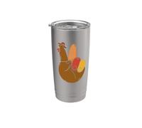 Turkey Hand Peace Sign Funny Thanksgiving Day Pilgrim Autumn Stainless Steel Insulated Tumbler