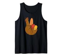 Turkey Hand Peace Sign Funny Thanksgiving Day Pilgrim Autumn Tank Top