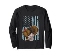 Turkey Hunting Funny Hunter American Flag Design Gift Long Sleeve T-Shirt