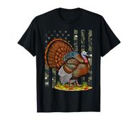 Turkey Hunting Graphic American Flag Tree Camouflage T-Shirt