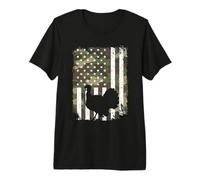 Turkey Hunting on Camo US Flag for Hunter Dad Camouflage Premium T-Shirt