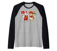 Turkey India Flag Turkish Indian Roots Türkiye Heritage Raglan Baseball Tee