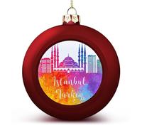 Turkey Istanbul Skyline Ball Ornament City Skyscraper Buildings Silhouettes Hanging Ornaments Keepsake Souvenir Christmas Tree Seasonal Holiday Decoration