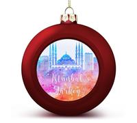 Turkey Istanbul Skyline Christmas Ball Ornament City Skyscraper Buildings Silhouettes Christmas Tree Pendant Hanging Seasonal Holiday Decoration for Home Farmhouse Christmas Decor