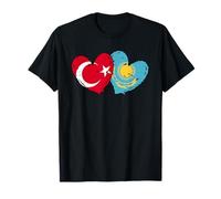 Turkey Kazakhstan Flag Heart Turkish Kazakh Friendship T-Shirt