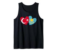 Turkey Kazakhstan Flag Heart Turkish Kazakh Friendship Tank Top