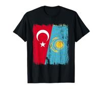 Turkey Kazakhstan Half Flag Turkish Kazakh Jersey T-Shirt