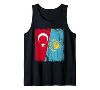Turkey Kazakhstan Half Flag Turkish Kazakh Jersey Tank Top
