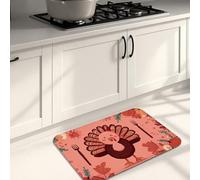 Turkey Kitchen Mats for Floor, Autumn Leaves Rustic Decorative Cushioned Comfort Washable Non Slip Rugs for Kitchen Sinks Laundryroom Bathroom 20x31 Inch