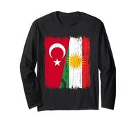Turkey Kurdistan Half Flag Turkish Kurdish Heritage Jersey Long Sleeve T-Shirt