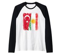 Turkey Kurdistan Half Flag Turkish Kurdish Heritage Jersey Raglan Baseball Tee