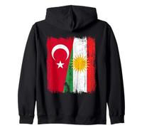 Turkey Kurdistan Half Flag Turkish Kurdish Heritage Jersey Zip Hoodie