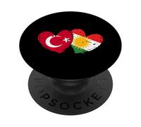 Turkey Kurdistan Heart Flag Turkish Kurdish Pride PopSockets Adhesive PopGrip