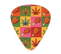 Turkey Leg And Leaf Pattern 12 Pack Guitar Picks With 3 Thicknesses And Storage Box, Abs Plectrums For Electric Bass Guitar Players