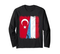 Turkey Luxembourg Half Flag Turkish Luxembourgish Jersey Long Sleeve T-Shirt