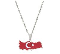 Turkey Map Pendant Necklace,Stainless Steel Ethnic Flag Charm,Gold | Steel construction,tarnish-resistant,Turkey map design,compact lightweight,for daily wear or events,easy cleaning