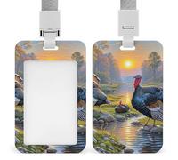 Turkey Meeting Id Badge Holder with Lanyard, Clear Vertical Card Protector Waterproof, Breakaway Safety Neck Strap, Heavy Duty Name Tag Holder for Nurse Teacher Officer Staff Women Men