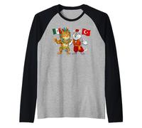 Turkey Mexico Flag Turkish Mexican Roots Türkiye Heritage Raglan Baseball Tee