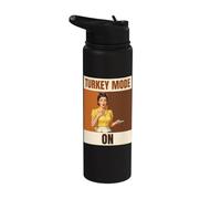Turkey Mode On Funny Thanksgiving Retro Woman Stainless Steel Insulated Water Bottle