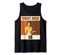 Turkey Mode On Funny Thanksgiving Retro Woman Tank Top