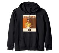 Turkey Mode On Funny Thanksgiving Retro Woman Zip Hoodie