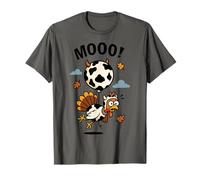 Turkey Moo in Cow Costume with Balloon Funny Thanksgiving T-Shirt