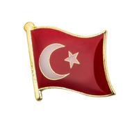Turkey National Flag Metal Enamel Lapel Pin Badge - 1.6 x 1.9 cm Turkish Crescent and Star Flag - Hard Enamel Finish with Secure Clasp for National Pride, Travel, Events, and Collectors