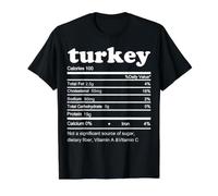Turkey Nutrition Facts 2021 Funny Thanksgiving Nutrition Value Graphic T-Shirt, Men, Black, L