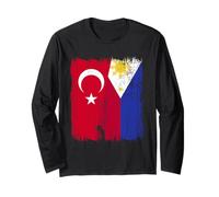 Turkey Philippines Half Flag Turkish Filipino Jersey Long Sleeve T-Shirt