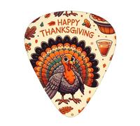 Turkey-Pumpkin-Pie-Thanksgiving 12 Pack Guitar Picks With 3 Thicknesses And Storage Box, Abs Plectrums For Electric Bass Guitar Players