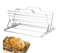 Turkey Rack, Adjustable Turkey Roasting Rack, Stainless Steel Roasting Rack, V-Shaped Stand for Turkey Chicken, Large Meat Rack for Roasting Pan, Turkey Stand for Baking Broiling Roasting