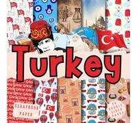 Turkey scrapbook paper, 8.5x8.5, 10 Designs, 20 Double-Sided Sheets: Travel Scrapbooking Paper for Junk Journals, Decorative craft Paper for Gift, ... & Mixed Media, Origami, Collage & Card Making
