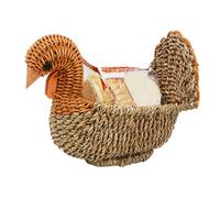 Turkey Shaped Fruit Basket - 1 Piece Woven Straw Material | Creative Desktop , Cartoon Animal Snack Storage Bowl, Thanksgiving Autumn Decoration for Serving at Living Room Table