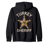 Turkey Sheriff Badge Funny Thanksgiving Dinner Leftovers Zip Hoodie