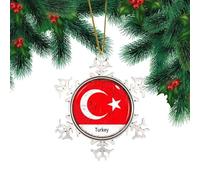 Turkey Silver Christmas Ornament Latin America Hispanic Country European Asia Africa Flags Christmas Tree Hanging Ornaments Home Decor Global World Flag Travel Trips Personalized Christmas Bauble