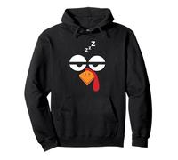 Turkey Sleepy Zzz Eyes Thanksgiving Pullover Hoodie