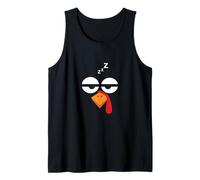 Turkey Sleepy Zzz Eyes Thanksgiving Tank Top
