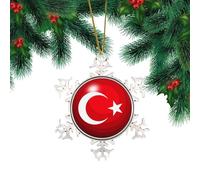 Turkey Snowflake Ornaments World State Map Flag Frame Silver Christmas Ornament Holiday Decoration Latin America Hispanic Country European Asia Africa Flags Rustic Christmas Bauble for Family Home