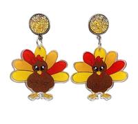 Turkey Thanksgiving Acrylic Bling Stud Drop Dangle Earrings for Women Jewelry Colorful Lightweight Colorful Bohemian Celebrate Holiday Favors Autumn, Metal Acrylic, acrylic