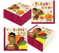 Turkey Thanksgiving Paper Napkins 48PCS Turkey Gobble Fall Napkins for Dinner Autumn Thanksgiving Party Decorations