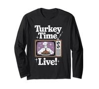 Turkey time Live Retro tv Chef Show Dinner Thanksgiving Long Sleeve T-Shirt