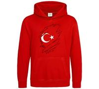 Turkey Torn Kids Hoodie Football Turkish Turkiye Boy Girl Hoody, 12-13 Years, Red