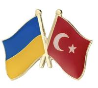 Turkey & Ukraine Turkish Türkiye Ukrainian Friendship National Flag Metal Enamel Pin Badge - 1.9cm x 2.4cm - Hard Enamel Crossed Flags Lapel - Diplomatic Souvenir