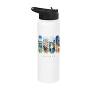 Turkey Waterfalls, Harbors and Palm Trees Vacation Antalya Stainless Steel Insulated Water Bottle